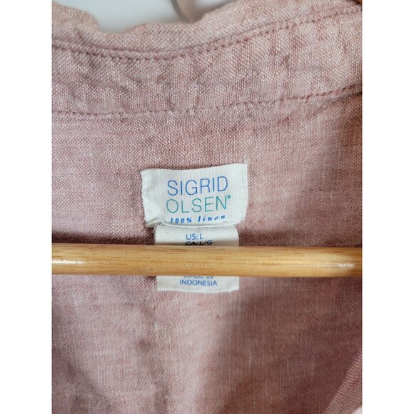 Sigrid Olsen Linen Button-Up Long Sleeve Top Size L - Picture 3 of 7